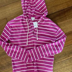 J. Crew Magenta and White Striped Hoodie size XS, NWT